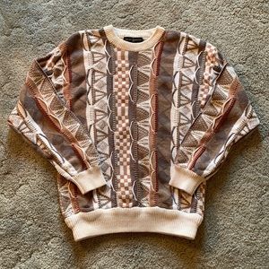 Vintage Cape Isle Knitters Brand Mens Multicolored/Textured Sweater